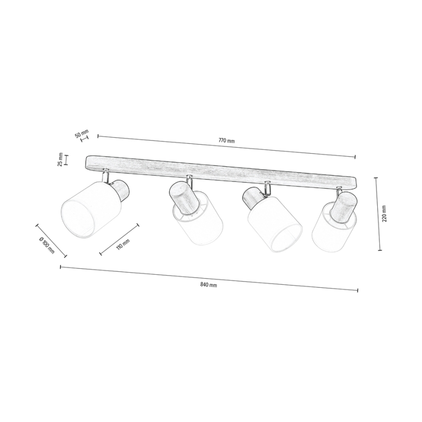 Takspotlight TRENDY 4xE27/15W/230V tall - FSC-certifierad