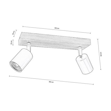 Tak spotlight MANARA  2xGU10/5W/230V valnöt