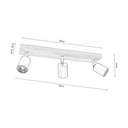 Tak spotlight MANARA  3xGU10/5W/230V tall - FSC-certifierad