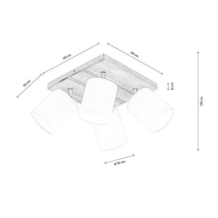 Tak spotlight APRILLIA 4xE27/25W/230V /grå tall