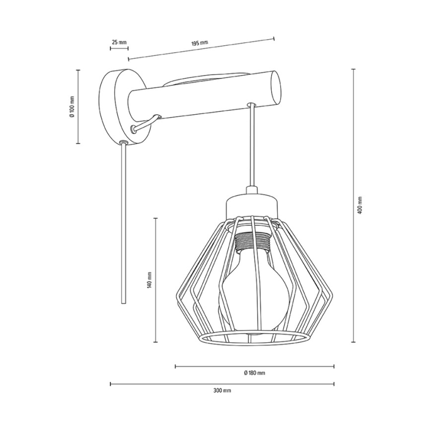 Vägglampa MUG 1xE27/15W/230V valnöt - FSC-certifierad