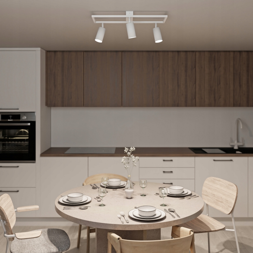 Spotarmatur 3x GU10, 30W, 230V, vit