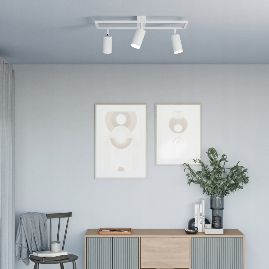 Spotarmatur 3x GU10, 30W, 230V, vit