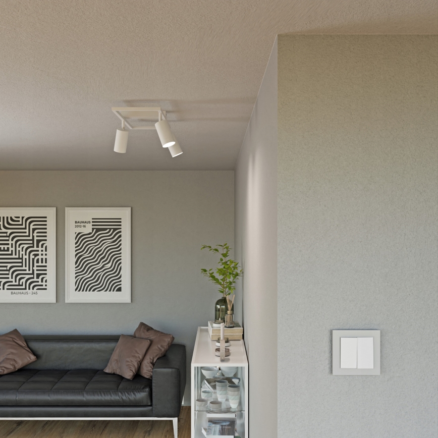 Spotarmatur 3x GU10, 30W, 230V, vit