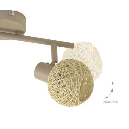 Spotlampa DEX 2xE14/10W/230V beige/krämfärgad