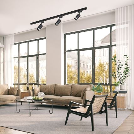 Spotlampa för 1‑fas skensystem PIPE, 1x GU10‑sockel, 10 W, 230 V, svart