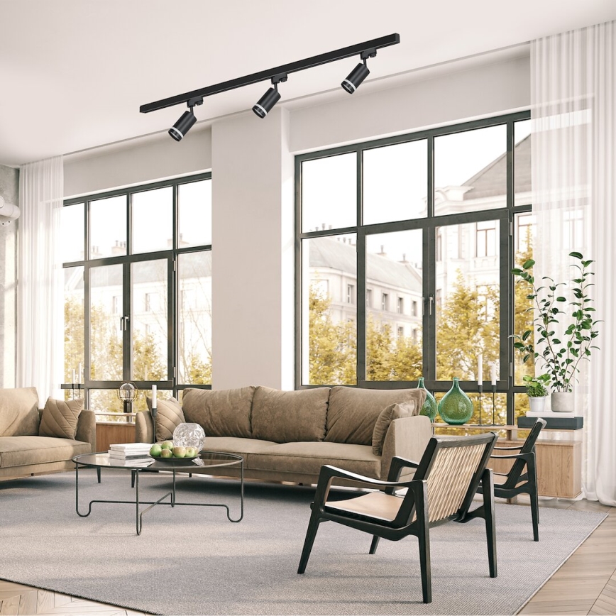 Spotlampa för 1‑fas skensystem PIPE, 1x GU10‑sockel, 10 W, 230 V, svart