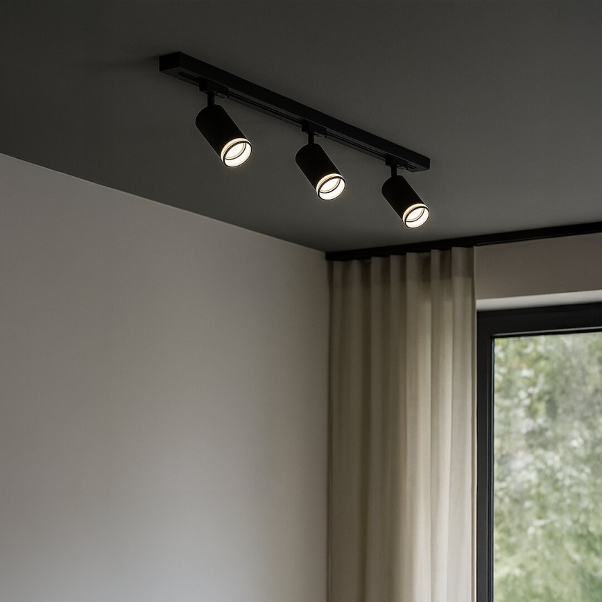Spotlampa för 1‑fas skensystem PIPE, 1x GU10‑sockel, 10 W, 230 V, svart