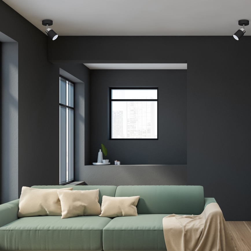 Spotlampa JOKER 1xGU10/25W/230V svart/polerad krom