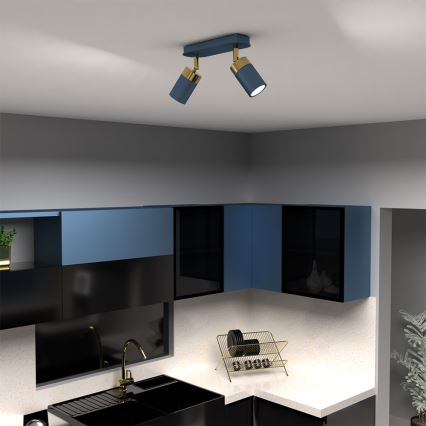 Spotlampa JOKER 2xGU10/25W/230V blå/guld