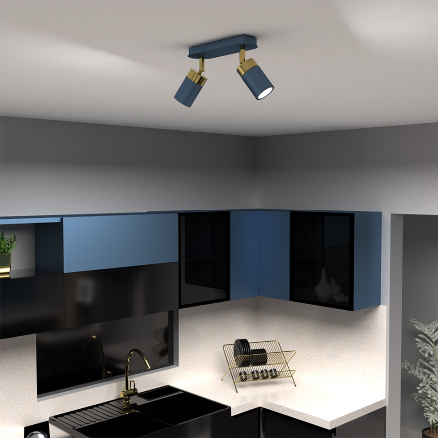 Spotlampa JOKER 2xGU10/25W/230V blå/guld