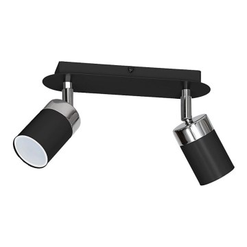Spotlampa JOKER 2xGU10/25W/230V svart/blank krom