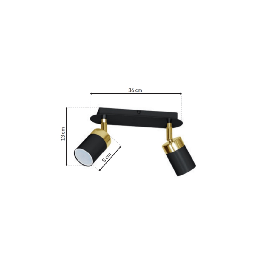 Spotlampa JOKER 2xGU10/25W/230V svart/guld