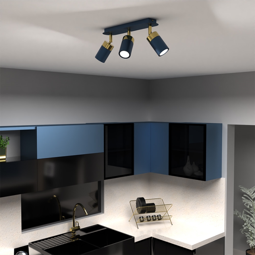 Spotlampa JOKER 3xGU10/25W/230V blå/guld
