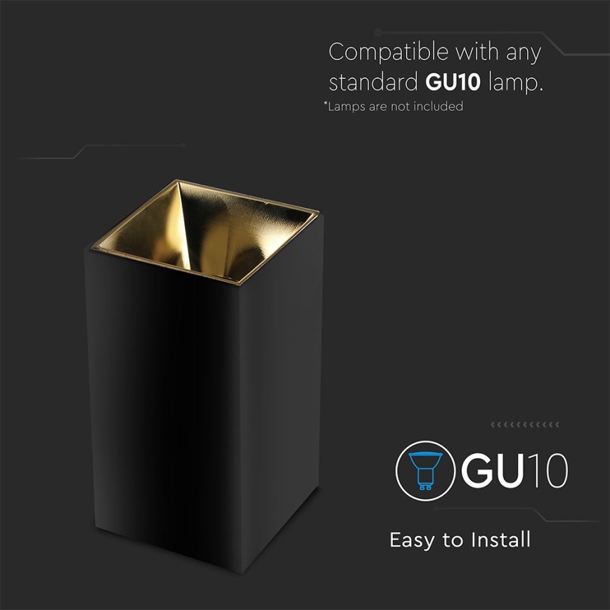 Spotlight 1xGU10/35W/230V svart/gyllene