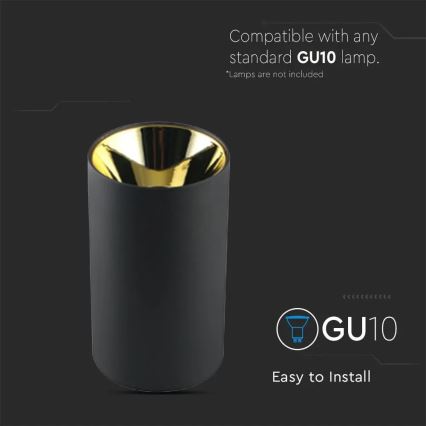 Spotlight 1xGU10/35W/230V svart/gyllene