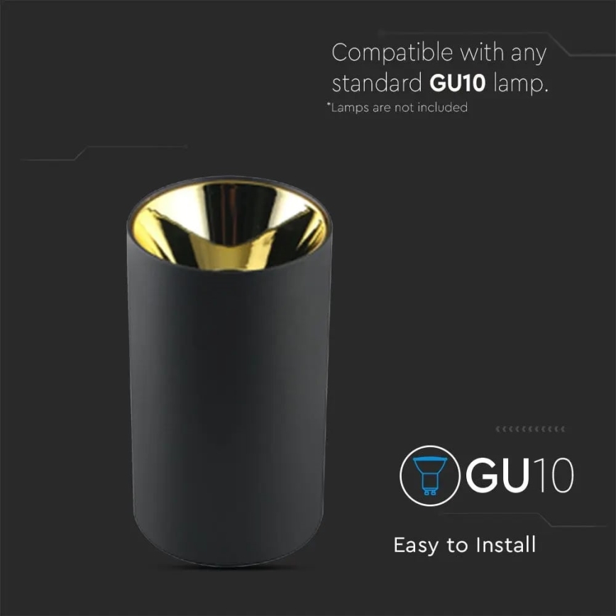 Spotlight 1xGU10/35W/230V svart/gyllene
