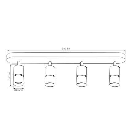 Spotlight BAMBOO 4xGU10/10W/230V svart