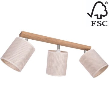 Spotlight BENITA 3xE27/25W/230V grädde/ek – FSC certifierade