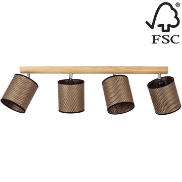 Spotlight BENITA 4xE27/25W/230V brun/ek – FSC certifierade