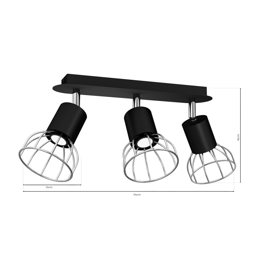 Spotlight  DANTE 3xGU10/25W/230V svart /blank krom 