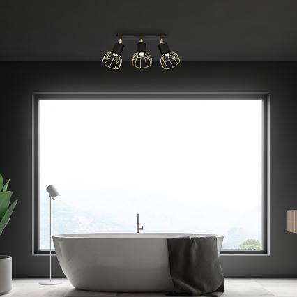 Spotlight  DANTE 3xGU10/25W/230V svart /gyllene 