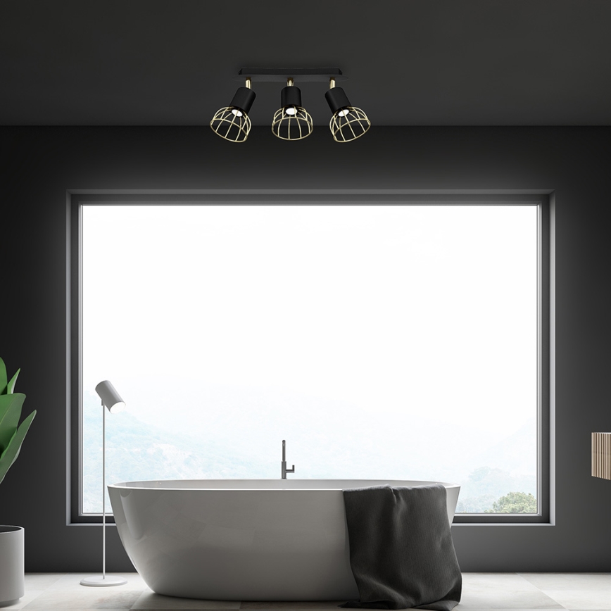 Spotlight  DANTE 3xGU10/25W/230V svart /gyllene 
