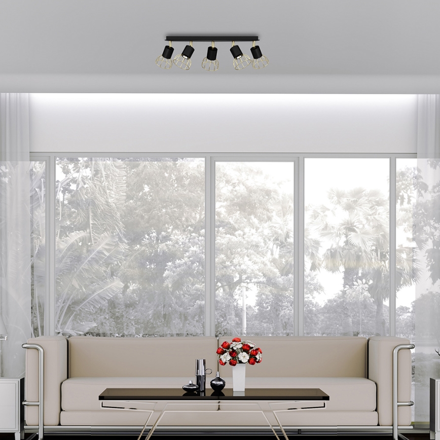 Spotlight  DANTE 5xGU10/25W/230V svart /gyllene 