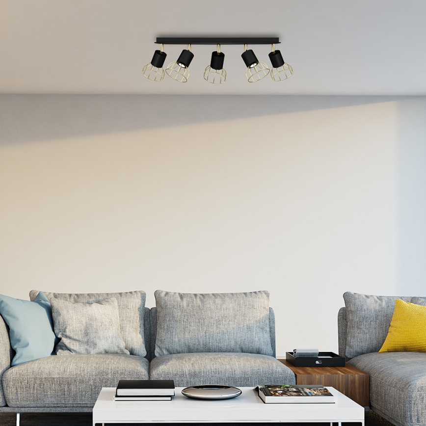 Spotlight  DANTE 5xGU10/25W/230V svart /gyllene 