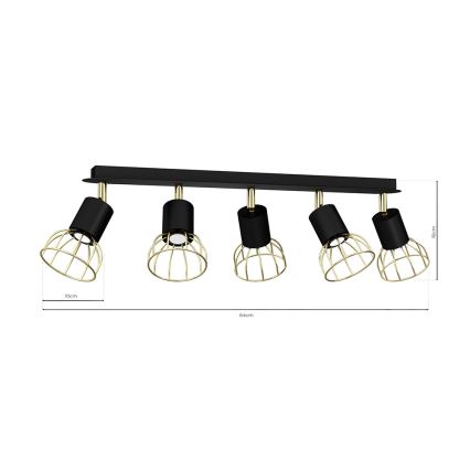 Spotlight  DANTE 5xGU10/25W/230V svart /gyllene 