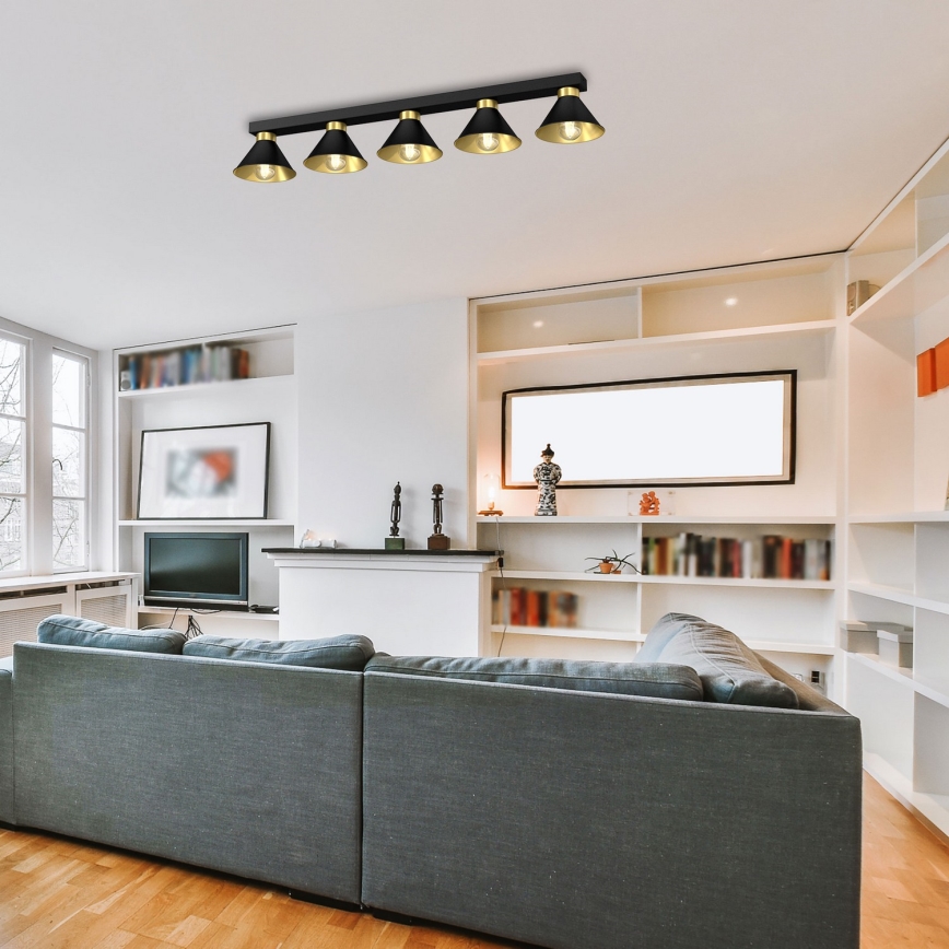 Spotlight DEMET 5xE27/60W/230V svart/guld