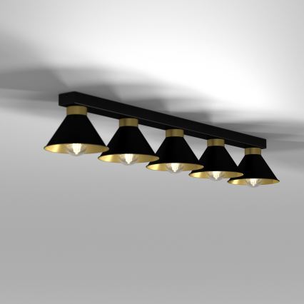 Spotlight DEMET 5xE27/60W/230V svart/guld