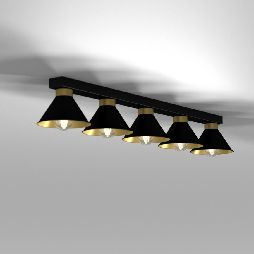 Spotlight DEMET 5xE27/60W/230V svart/guld