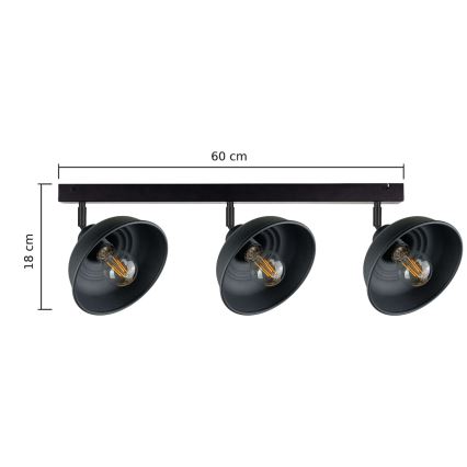 Spotlight FAUN 3xE27/60W/230V svart