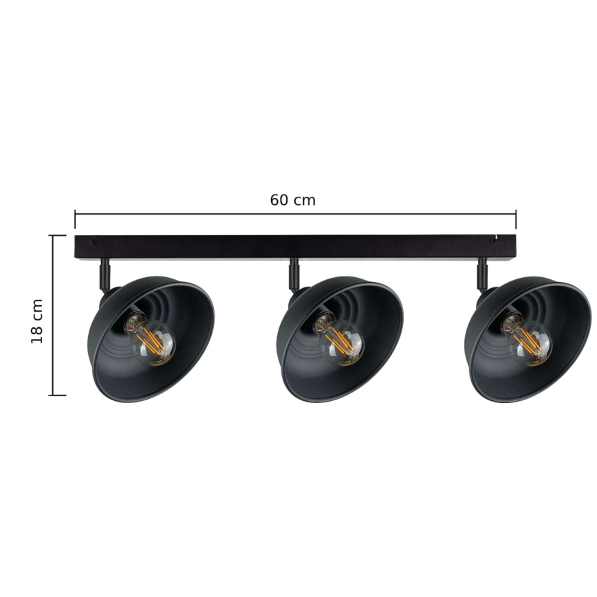 Spotlight FAUN 3xE27/60W/230V svart