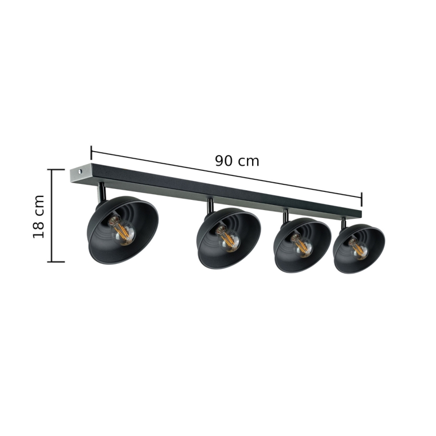 Spotlight FAUN 4xE27/60W/230V svart