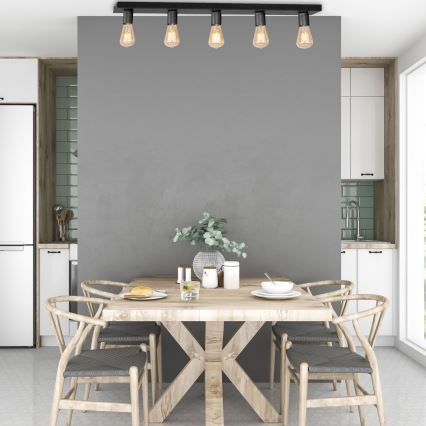 Spotlight FILO 5xE27/60W/230V svart