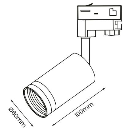 Spotlight för 3-fas skensystem PIPE 1xGU10/25W/230V svart