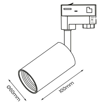 Spotlight för 3-fas skensystem PIPE 1xGU10/25W/230V svart
