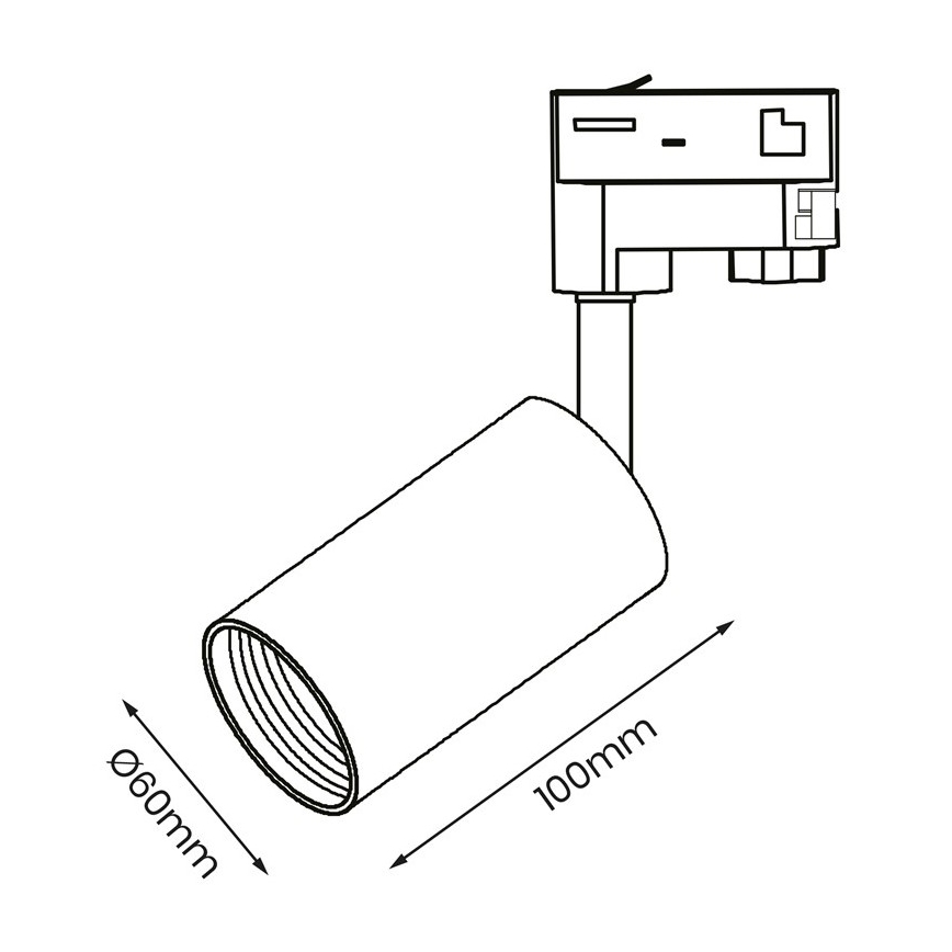 Spotlight för 3-fas skensystem PIPE 1xGU10/25W/230V svart