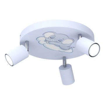 Spotlight för barn FUN 3xGU10/8W/230V blå/elefant