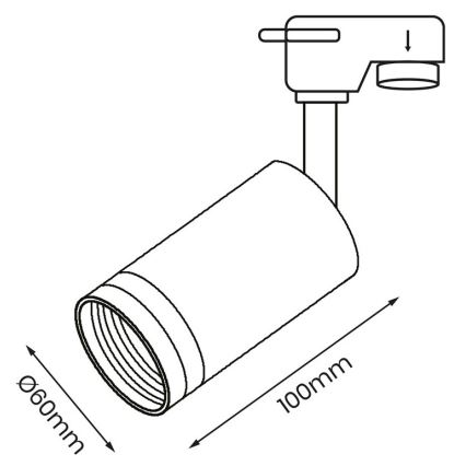 Spotlight  för  rail system PIPE 1xGU10/25W/230V svart 