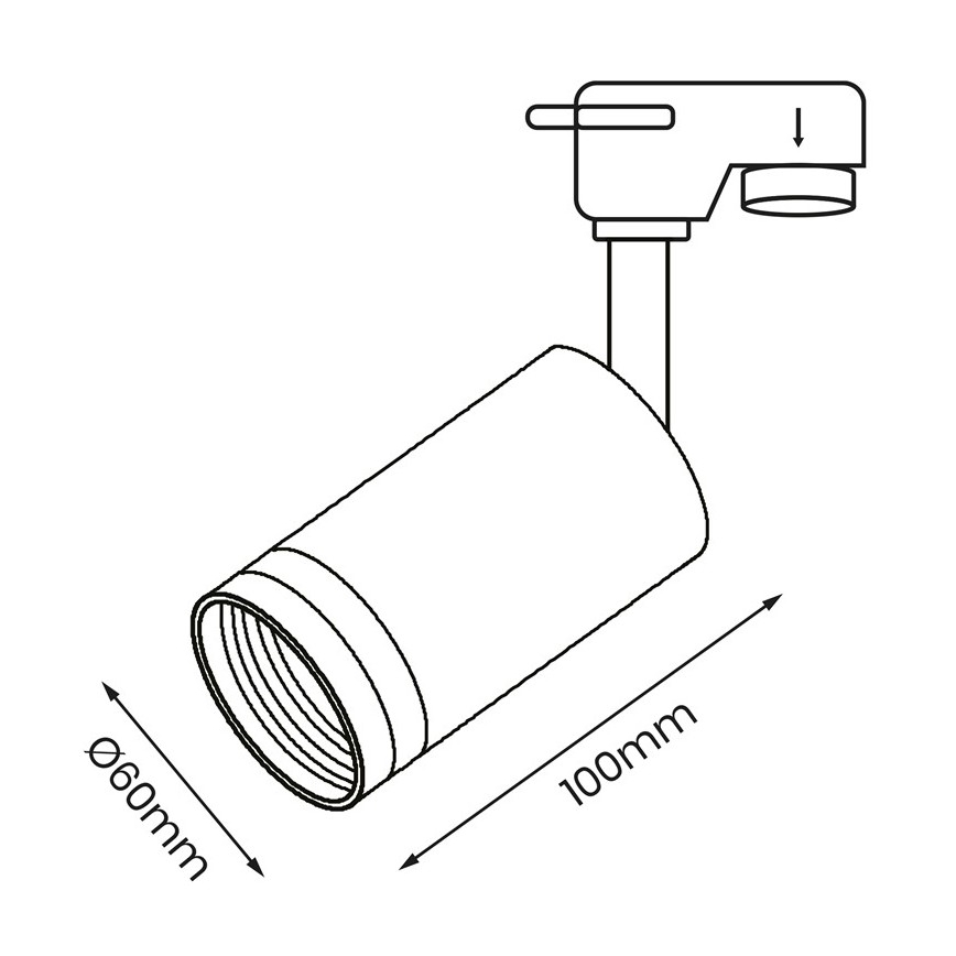 Spotlight  för  rail system PIPE 1xGU10/25W/230V svart 