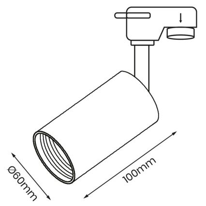 Spotlight  för  rail system PIPE 1xGU10/25W/230V svart 