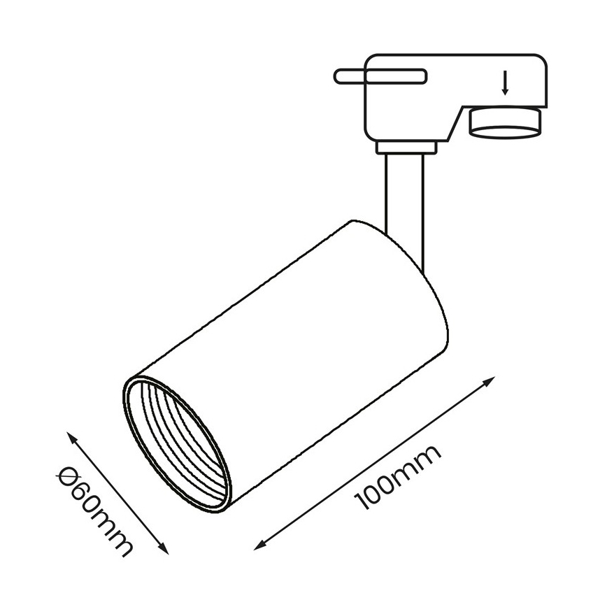 Spotlight  för  rail system PIPE 1xGU10/25W/230V svart 