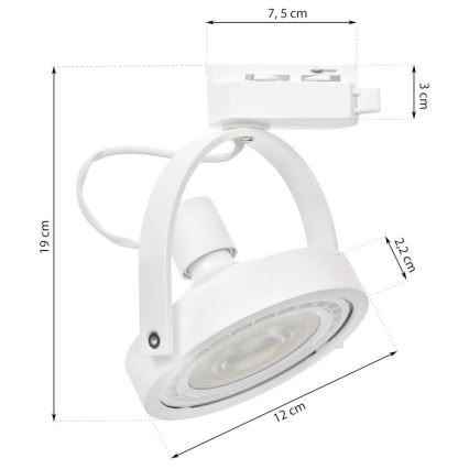 Spotlight för skensystem LUGAR 1xAR111 - GU10/25W/230V
