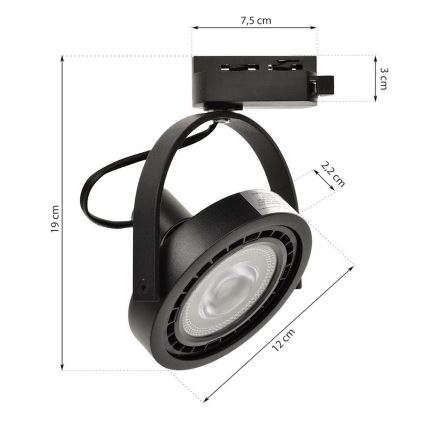 Spotlight för skensystem LUGAR 1xAR111 LUGAR 1xAR111 - GU10/25W/230V