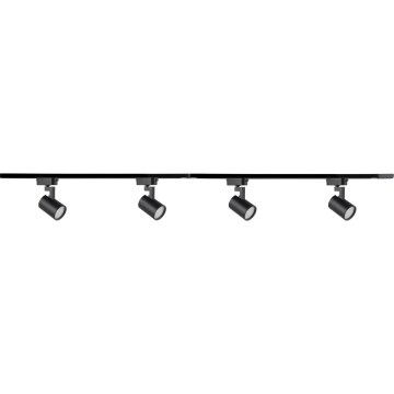 Spotlight för skensystem LYNX 4xGU10/10W/230V + 2 x 75 cm skensystem svart