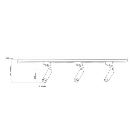 Spotlight för skensystem PORTO 3xGU10/10W/230V + 1 m skensystem svart