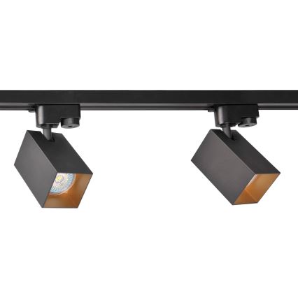 Spotlight för skensystem SQUARE 3xGU10/10W/230V + 1 m skena system svart